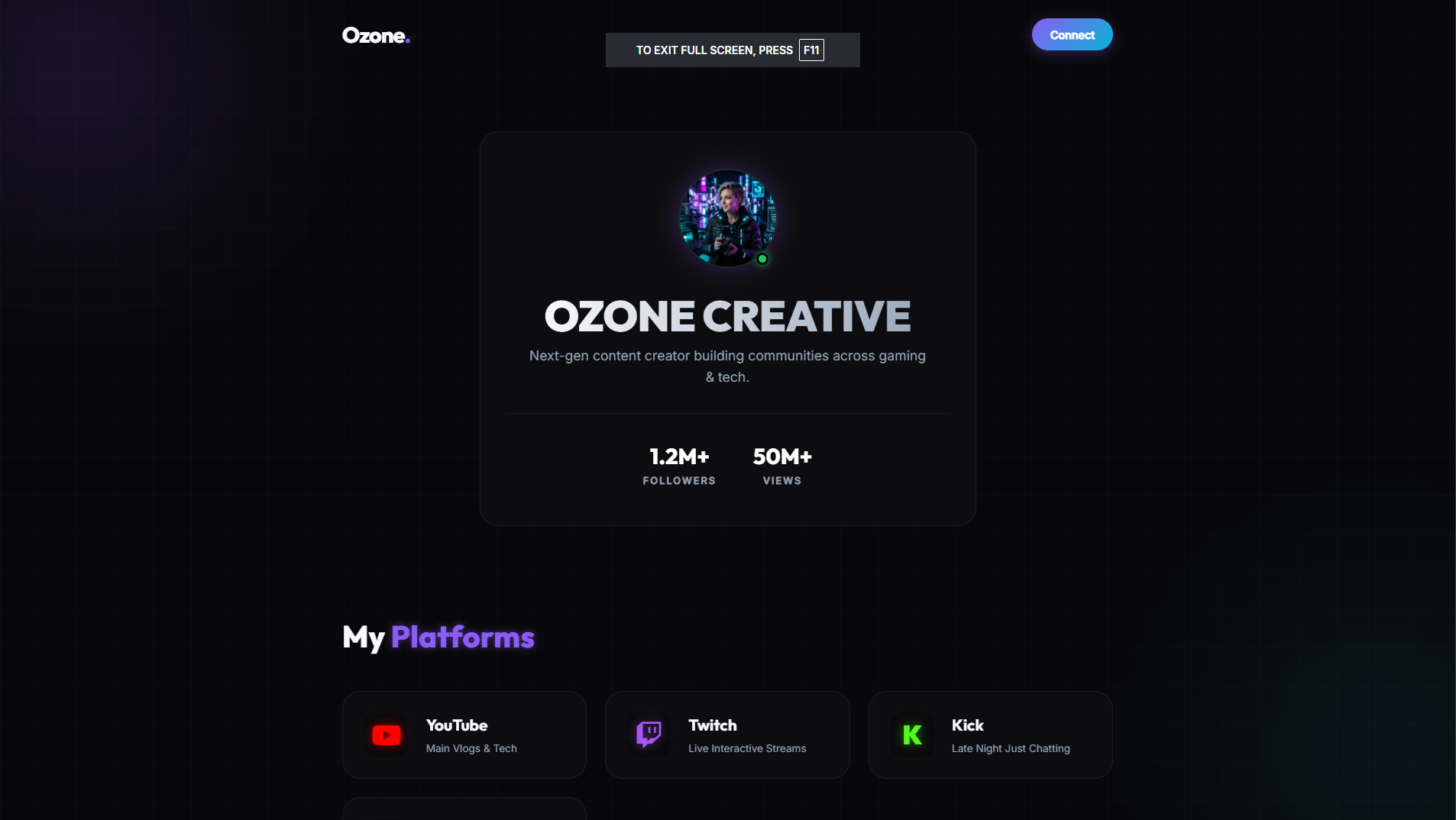 Ozone Creator Landing Page preview